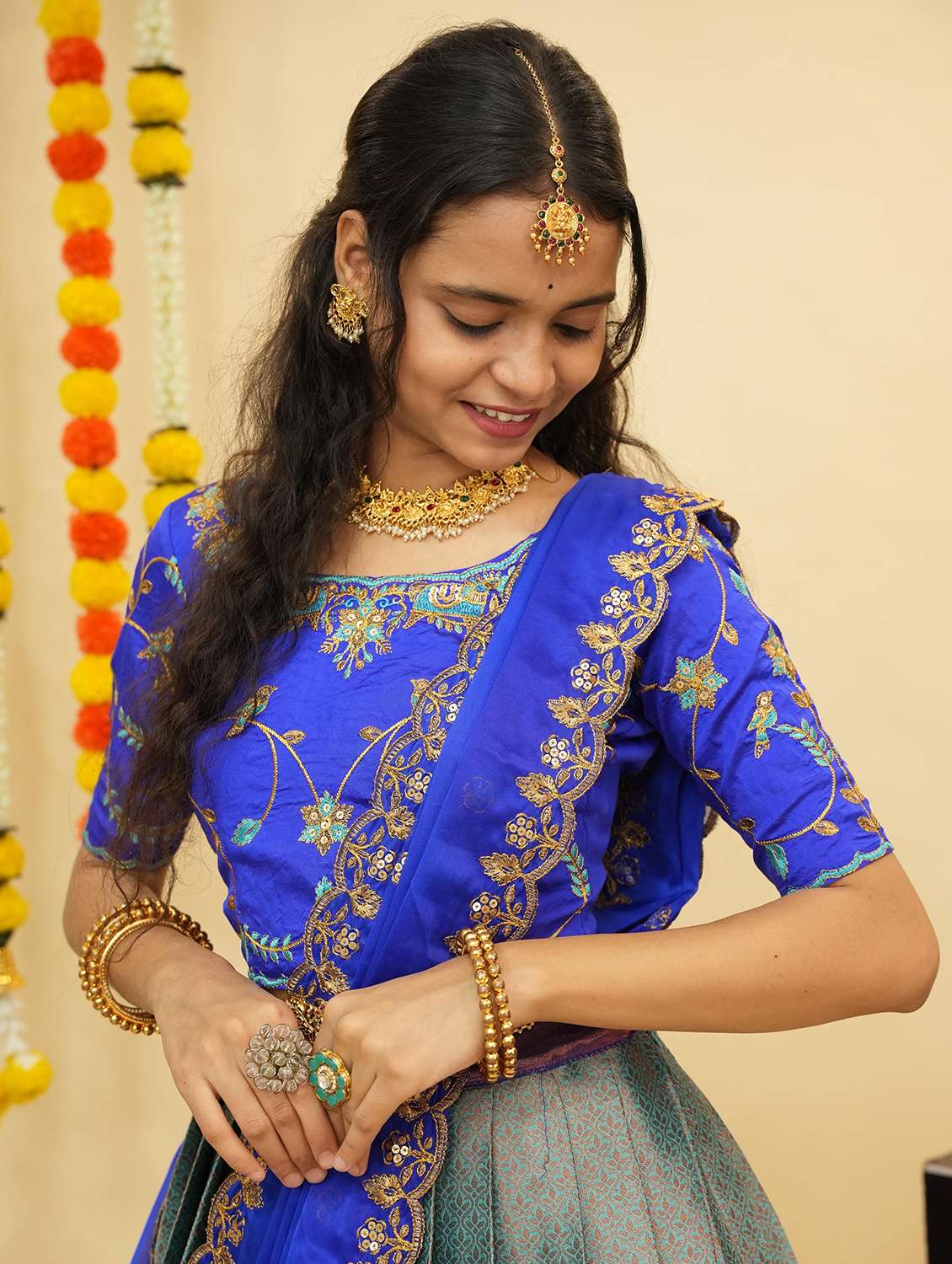 women self design south indian style unstitched lehenga choli - 22240791 -  Standard Image - 2