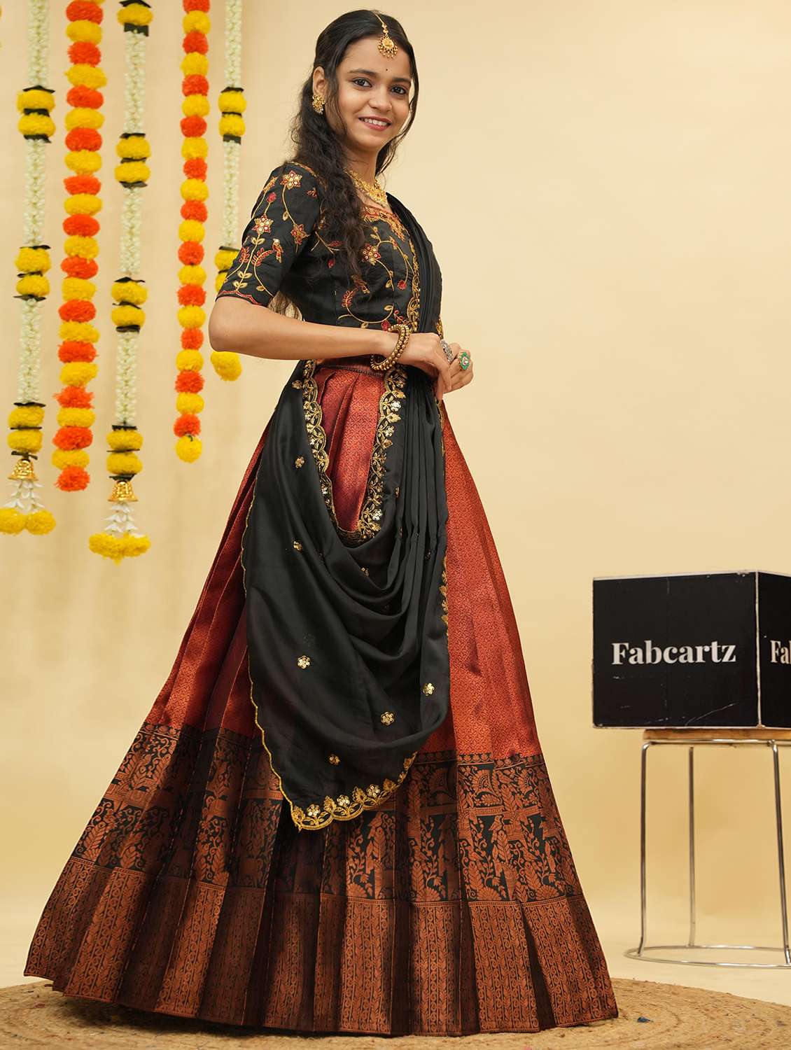 women self design south indian style unstitched lehenga choli - 22240793 -  Standard Image - 2