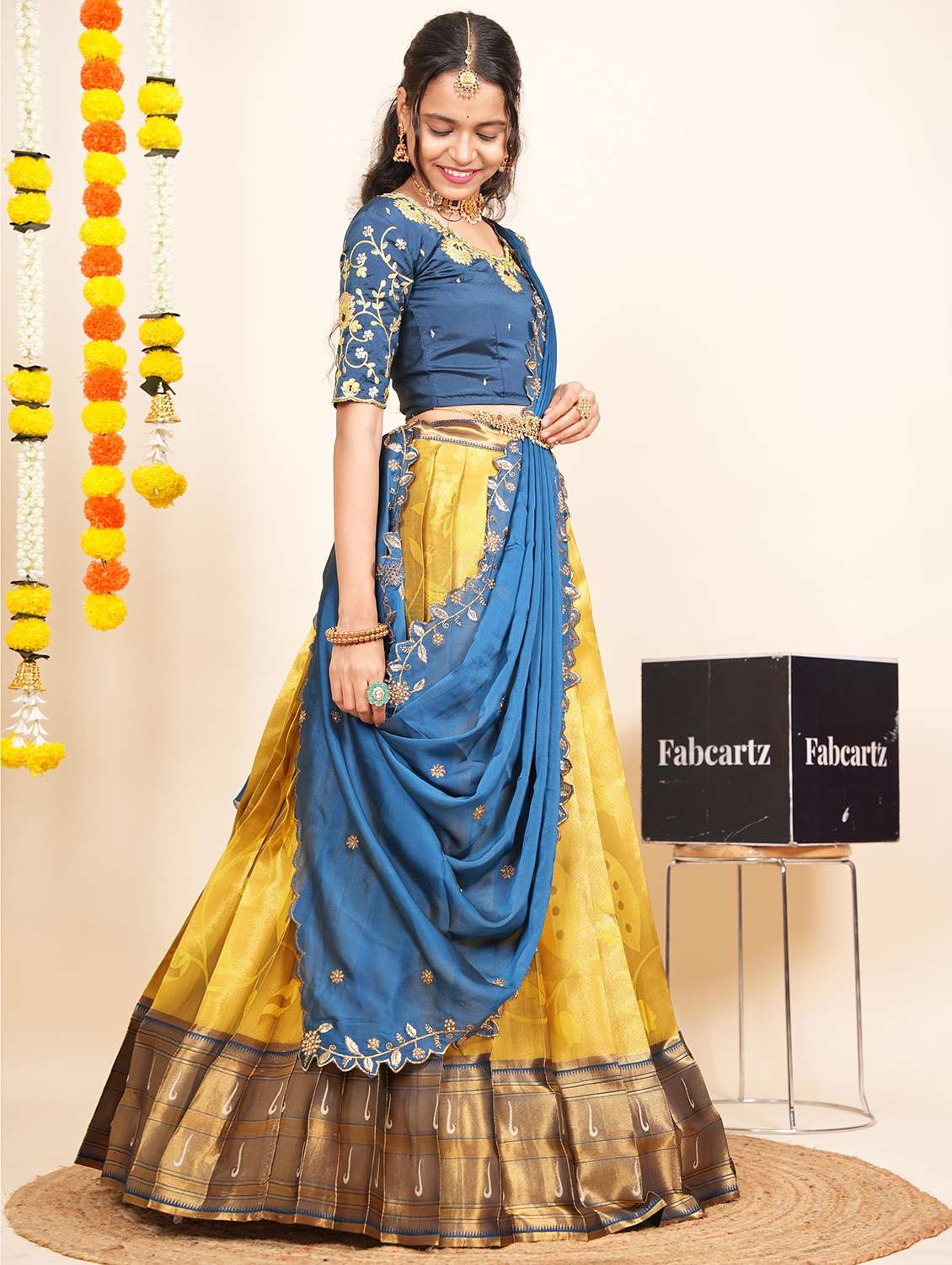 women self design south indian style unstitched lehenga choli - 22240799 -  Standard Image - 2