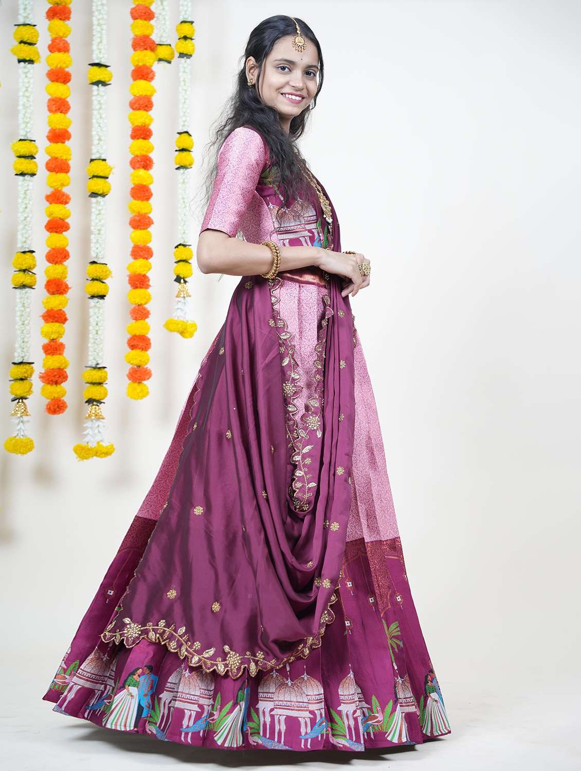 women self design south indian style unstitched lehenga choli - 22240815 -  Standard Image - 2