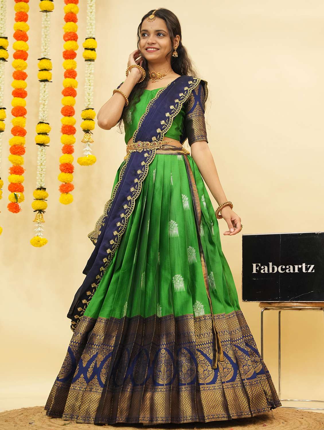 women self design south indian style unstitched lehenga choli - 22240828 -  Standard Image - 2