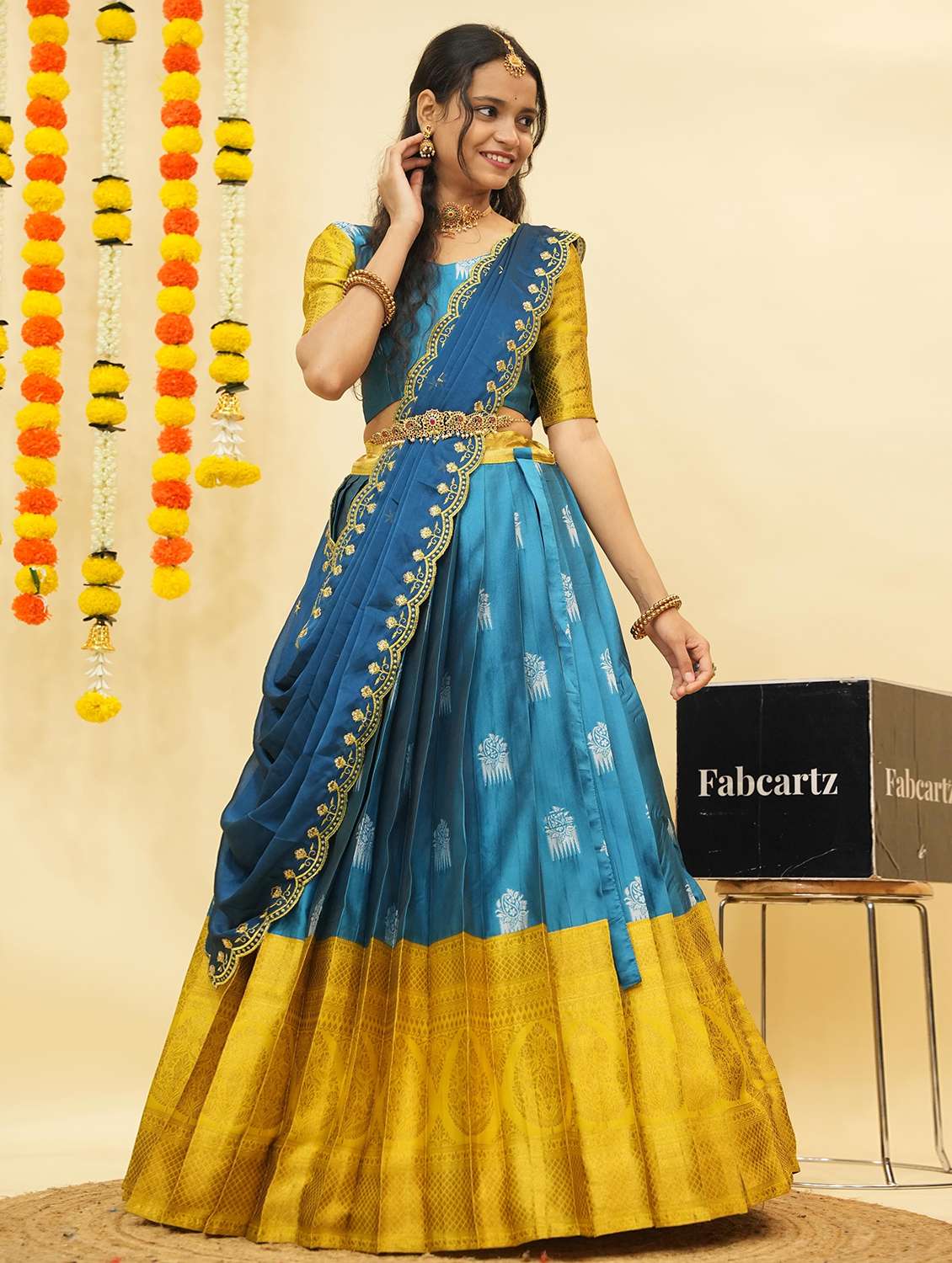 women self design south indian style unstitched lehenga choli - 22240831 -  Standard Image - 2