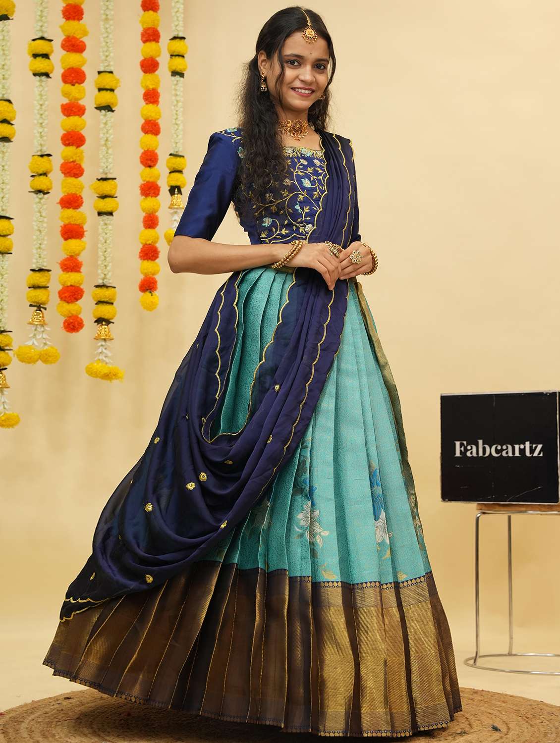 women self design south indian style unstitched lehenga choli - 22240834 -  Standard Image - 2