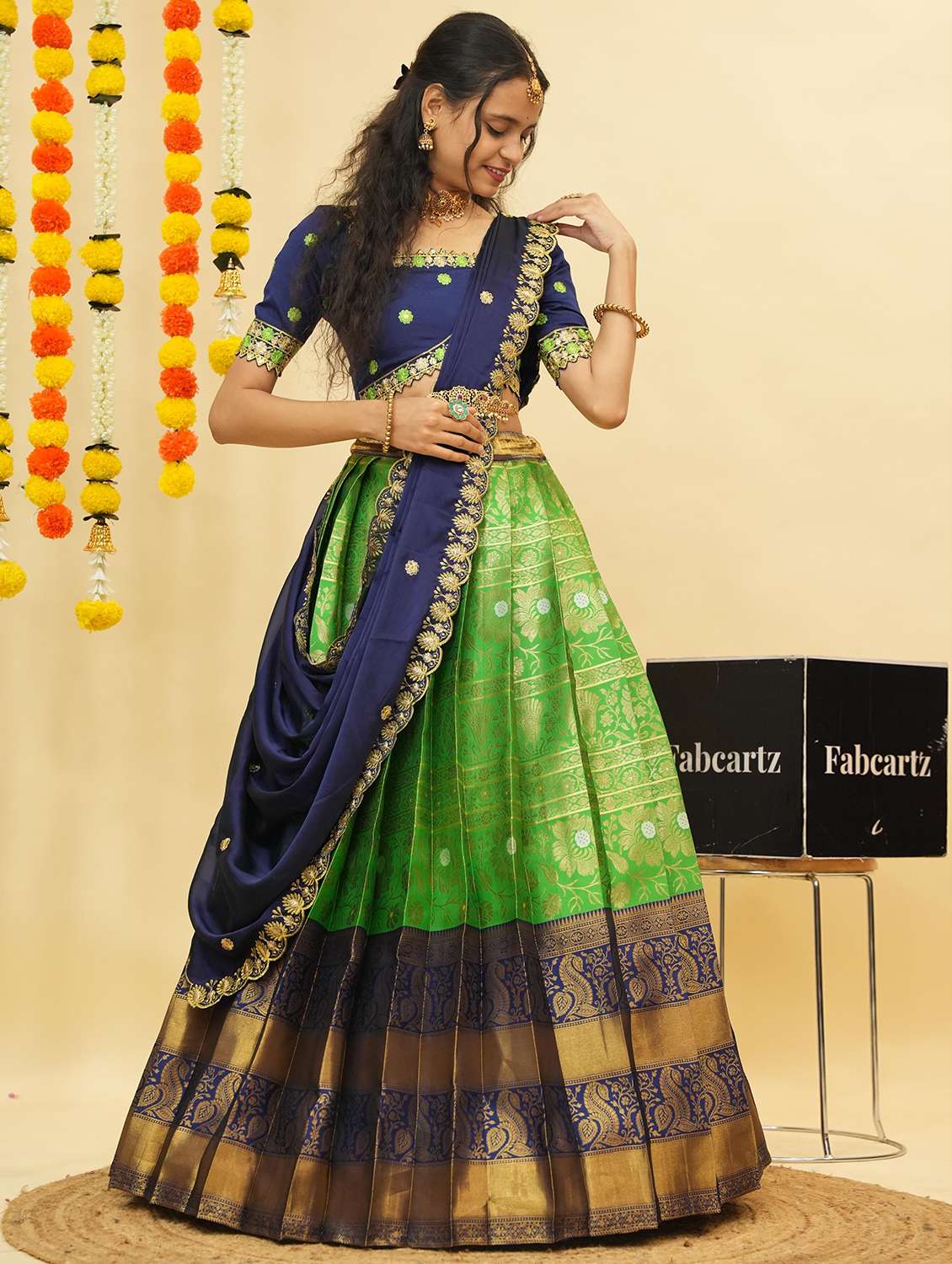 women self design south indian style unstitched lehenga choli - 22240842 -  Standard Image - 2