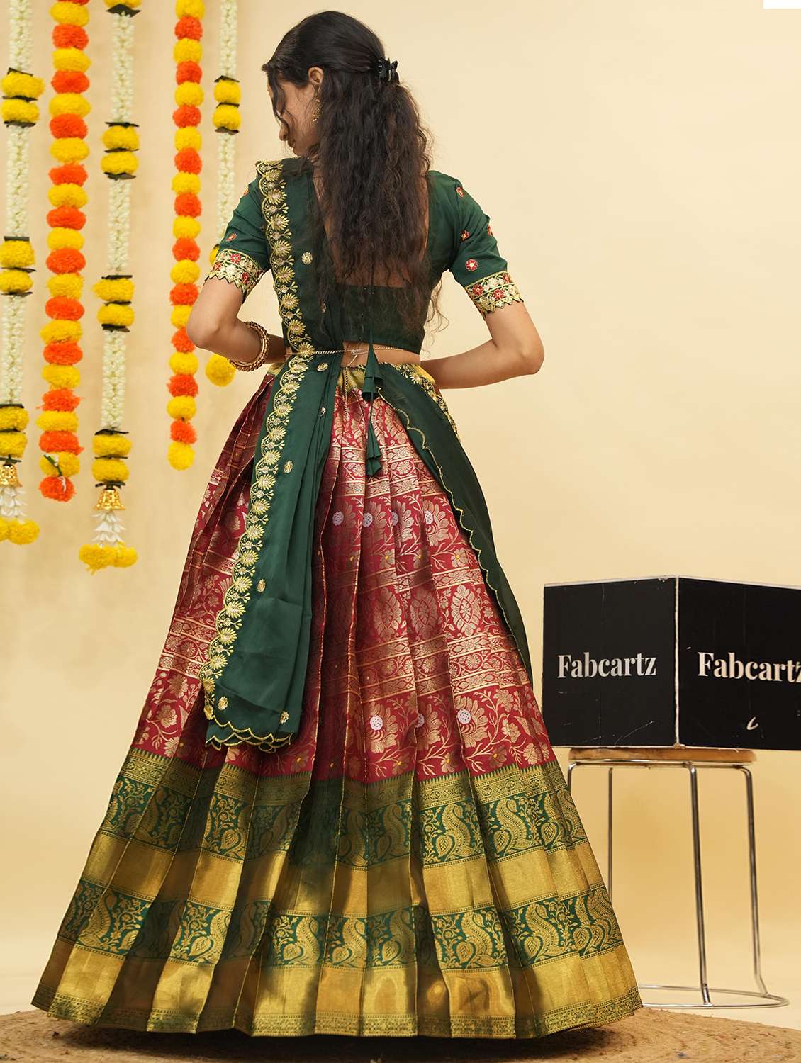 women self design south indian style unstitched lehenga choli - 22240843 -  Standard Image - 2