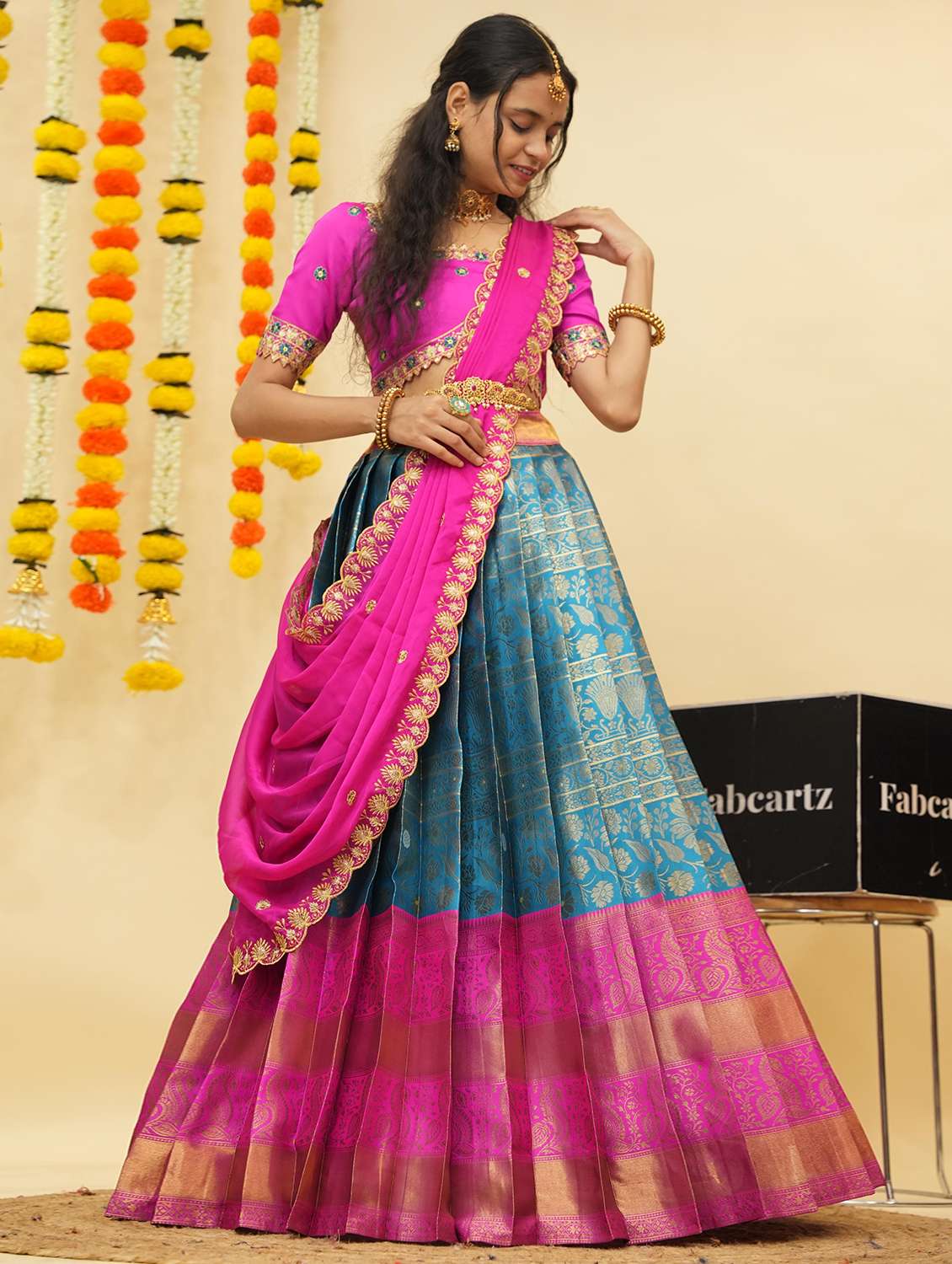 women self design south indian style unstitched lehenga choli - 22240845 -  Standard Image - 2