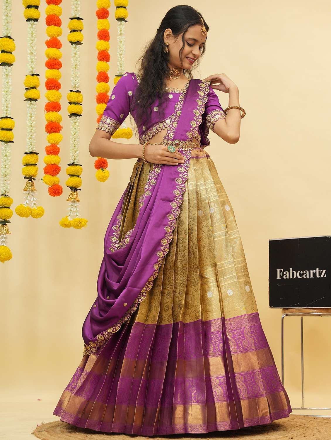 women self design south indian style unstitched lehenga choli - 22240847 -  Standard Image - 2