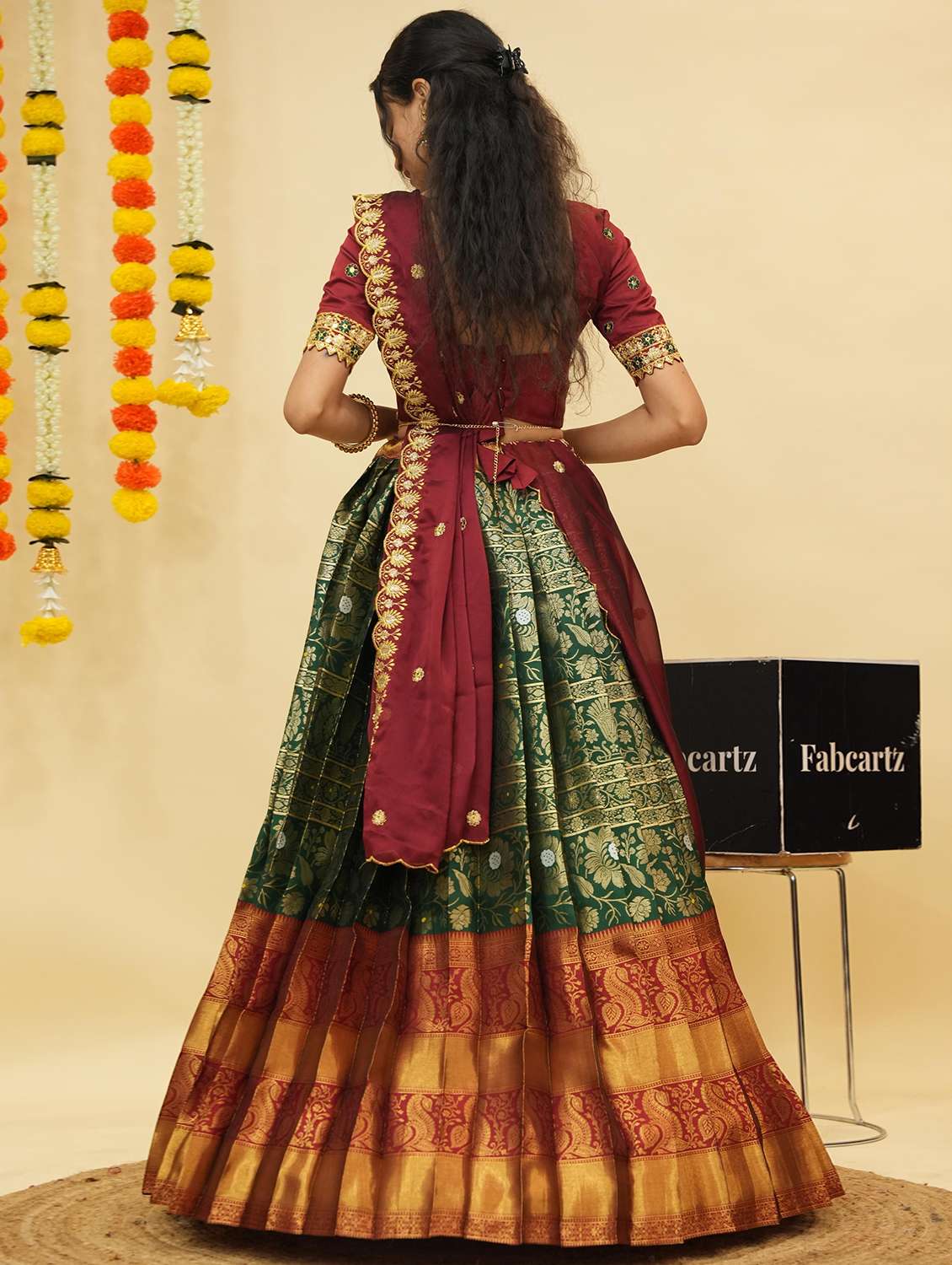 women self design south indian style unstitched lehenga choli - 22240849 -  Standard Image - 2