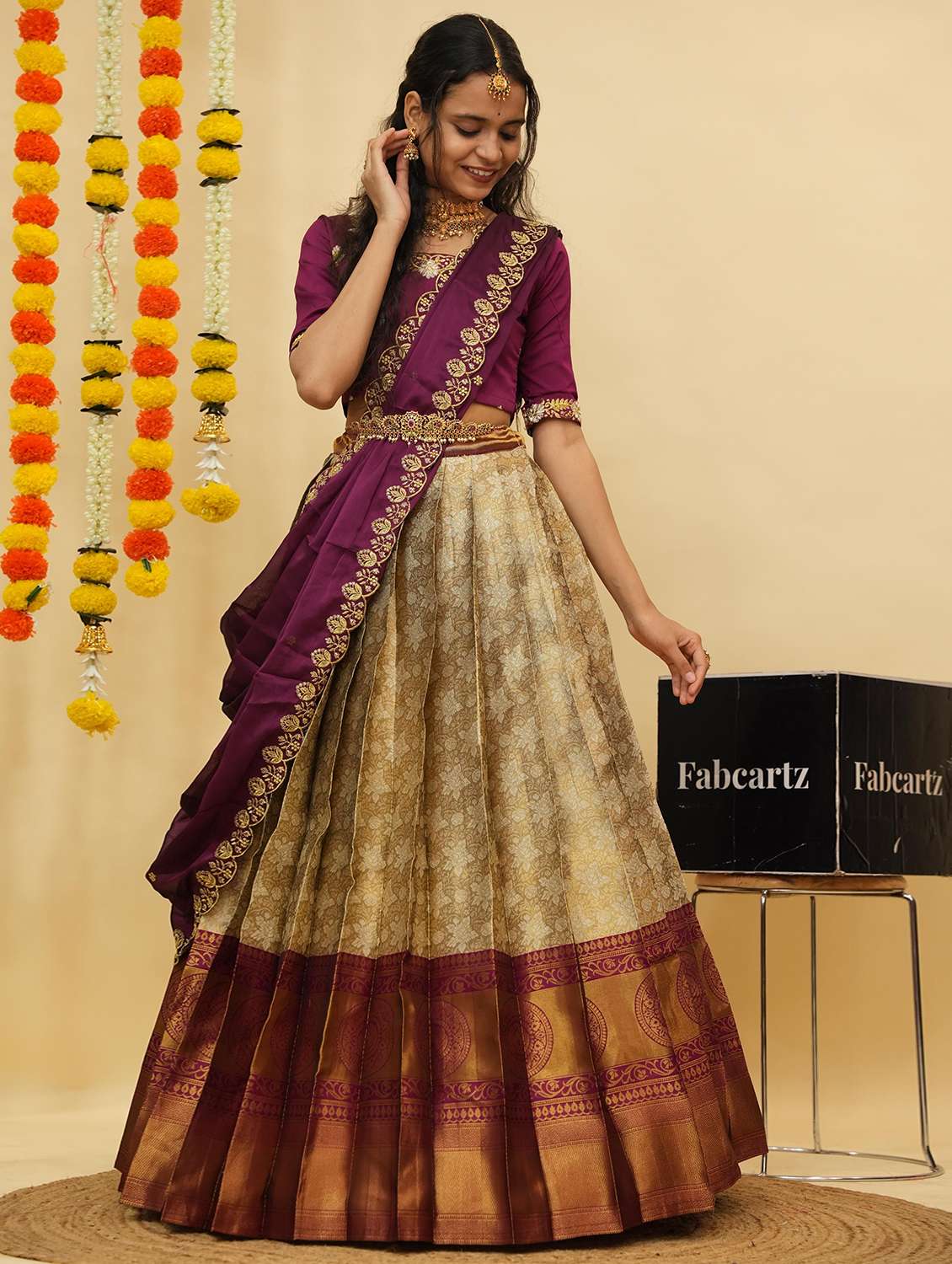 women self design south indian style unstitched lehenga choli - 22240851 -  Standard Image - 2