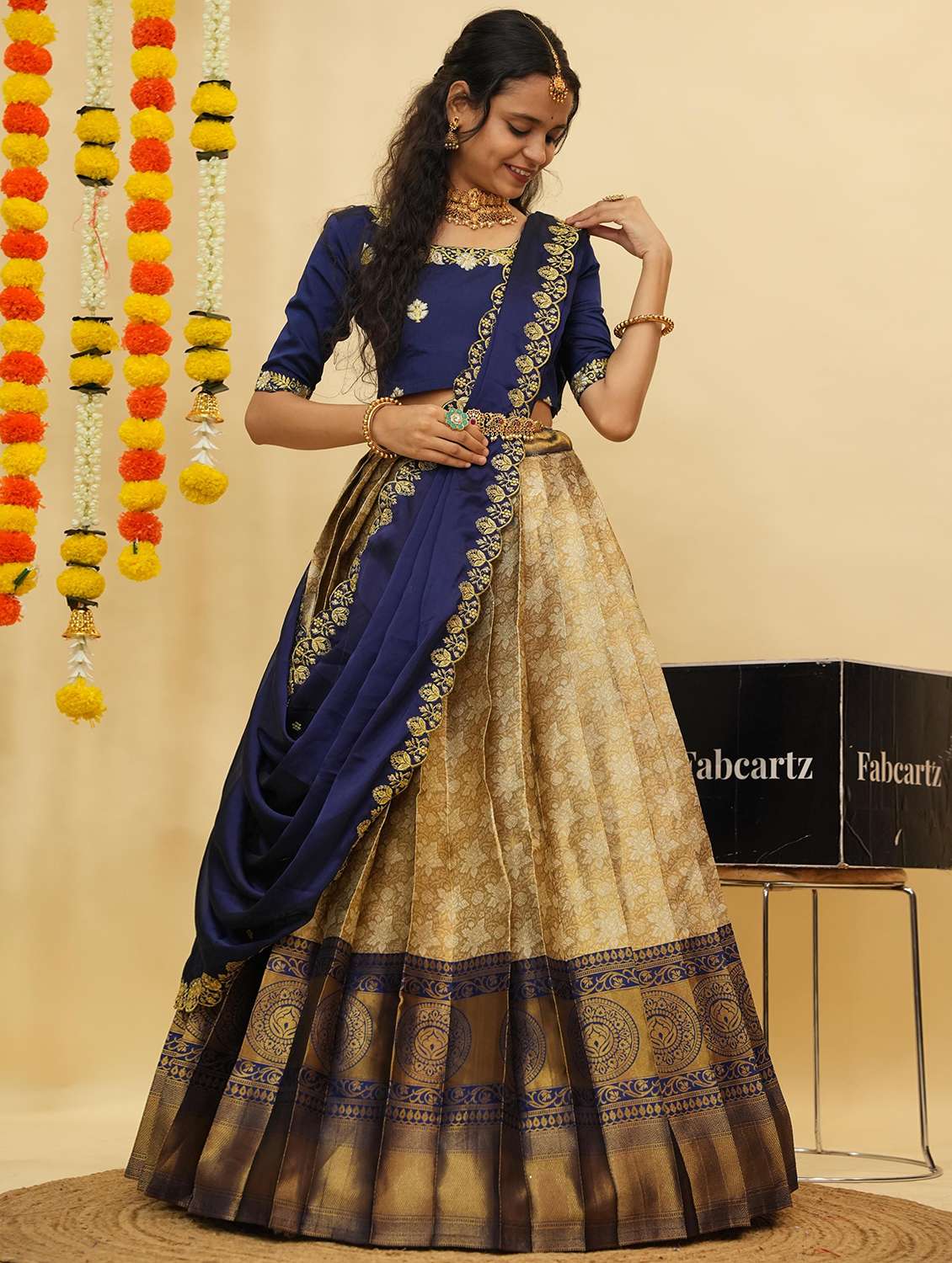 women self design south indian style unstitched lehenga choli - 22240853 -  Standard Image - 2