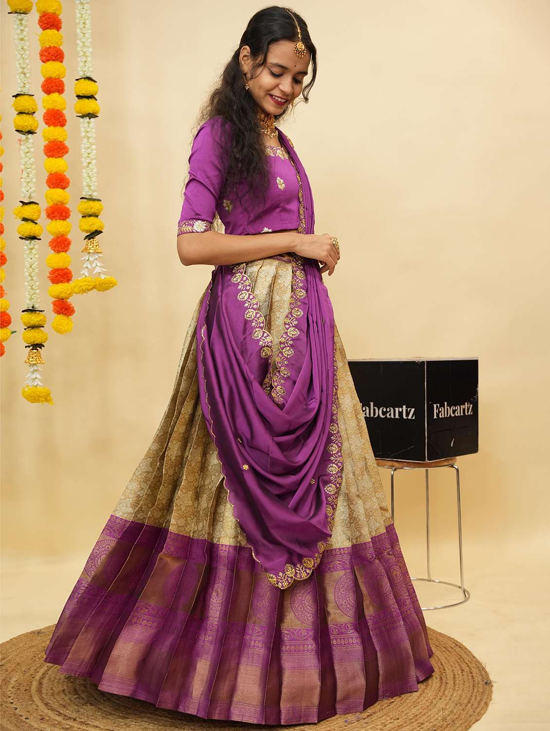 women self design south indian style unstitched lehenga choli - 22240857 -  Standard Image - 2