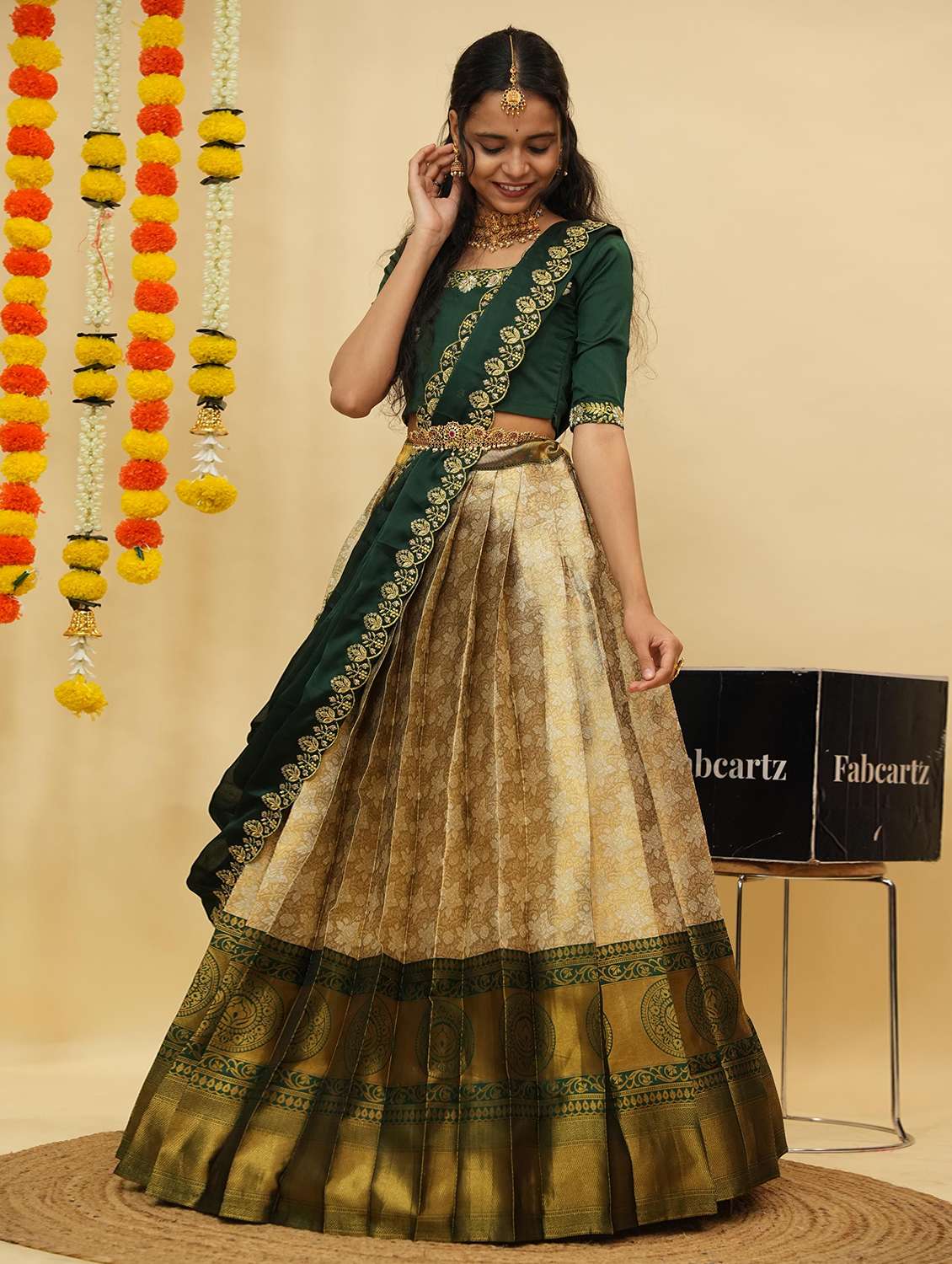 women self design south indian style unstitched lehenga choli - 22240859 -  Standard Image - 2