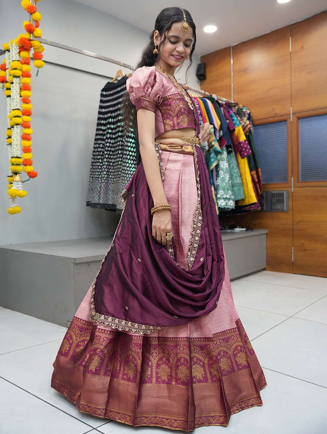 women self design south indian style unstitched lehenga choli - 22240861 -  Standard Image - 2