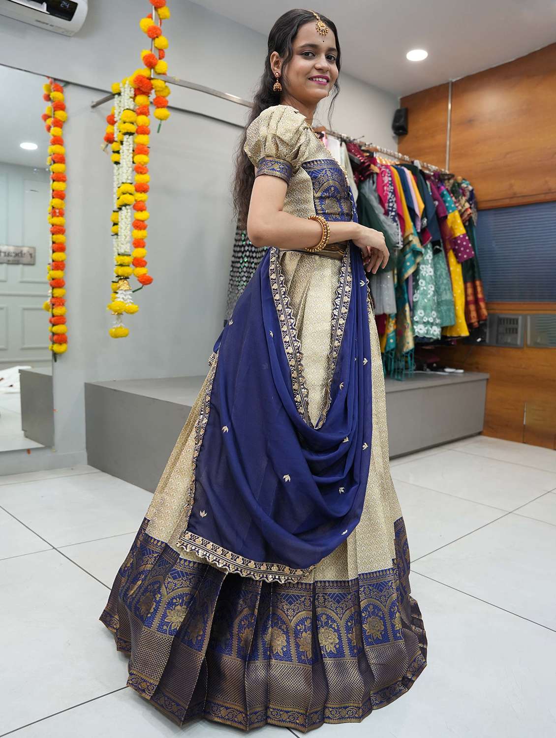 women self design south indian style unstitched lehenga choli - 22240864 -  Standard Image - 2