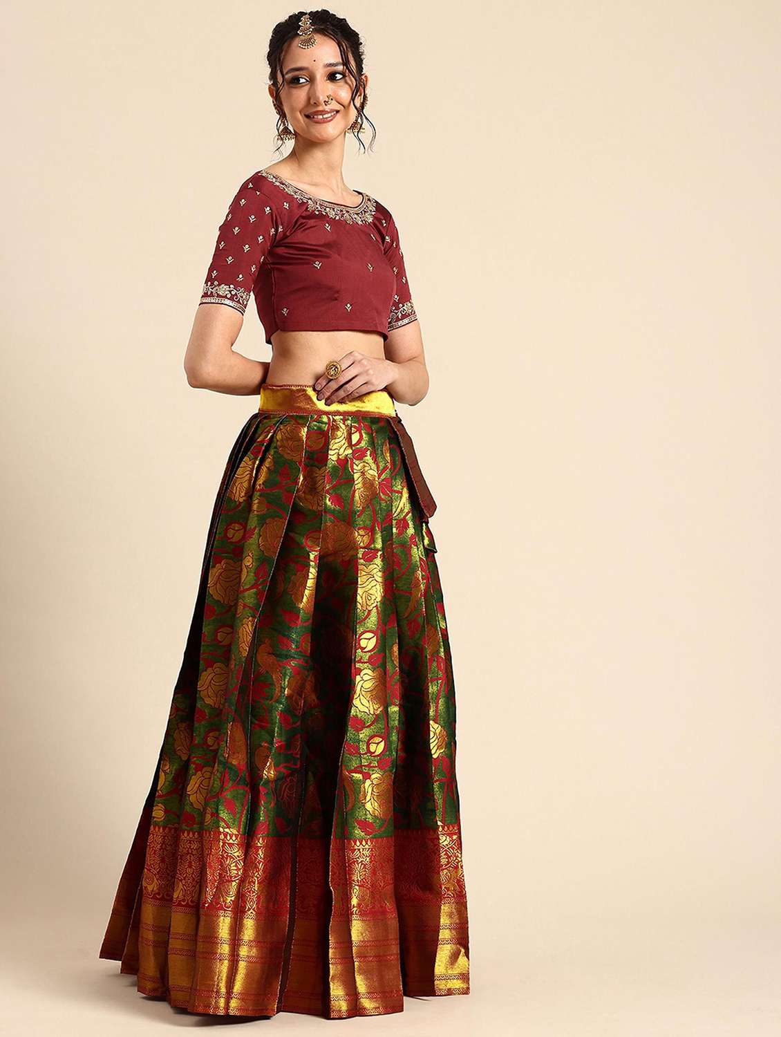 women self design south indian style stitched lehenga choli - 22240873 -  Standard Image - 2