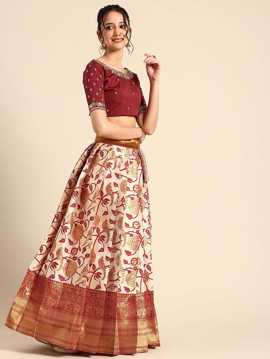 women self design south indian style stitched lehenga choli - 22240877 -  Standard Image - 2