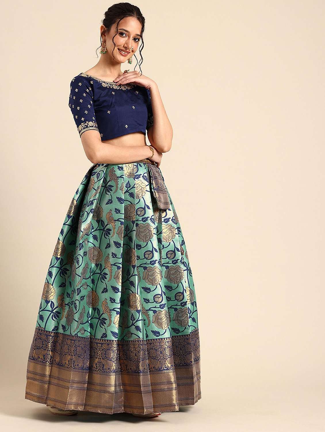 women self design south indian style stitched lehenga choli - 22240879 -  Standard Image - 2