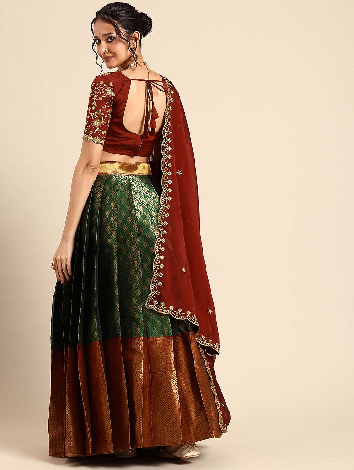 women self design south indian style unstitched lehenga choli - 22240886 -  Standard Image - 2