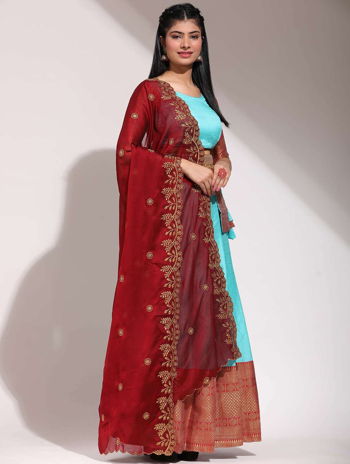 women self design south indian style unstitched lehenga choli - 22240889 -  Standard Image - 2