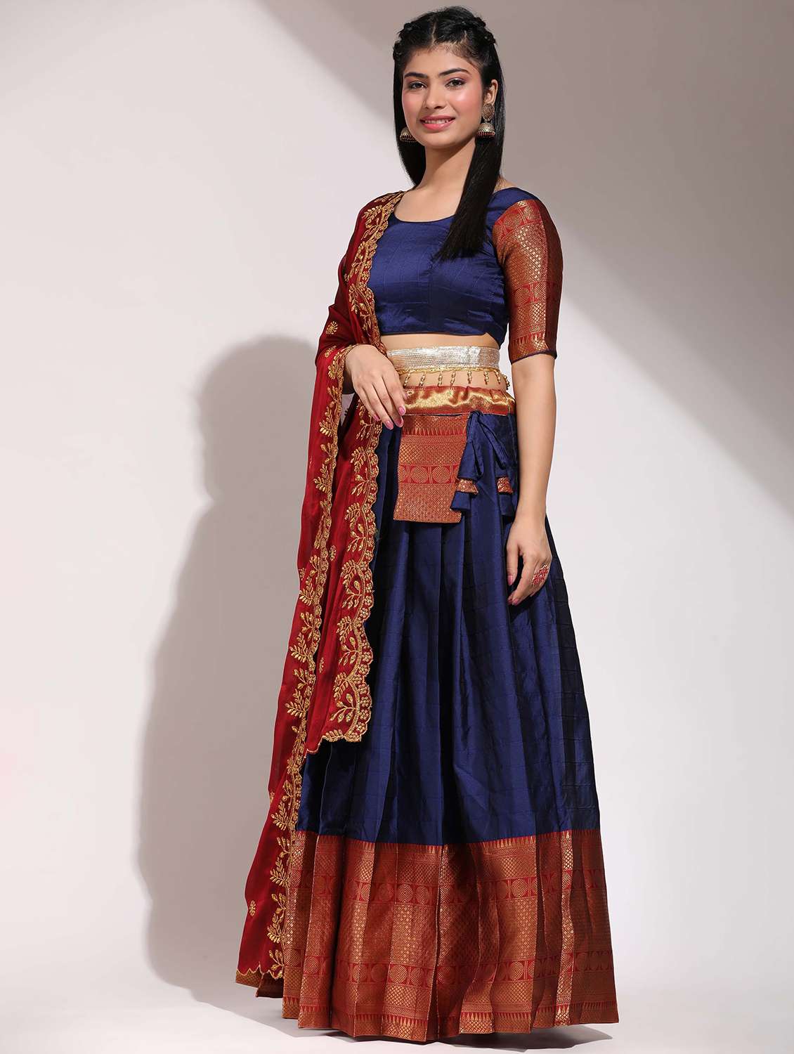 women self design south indian style unstitched lehenga choli - 22240893 -  Standard Image - 2