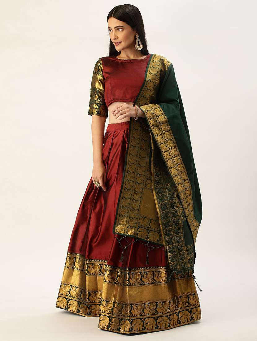women self design flared stitched lehenga choli