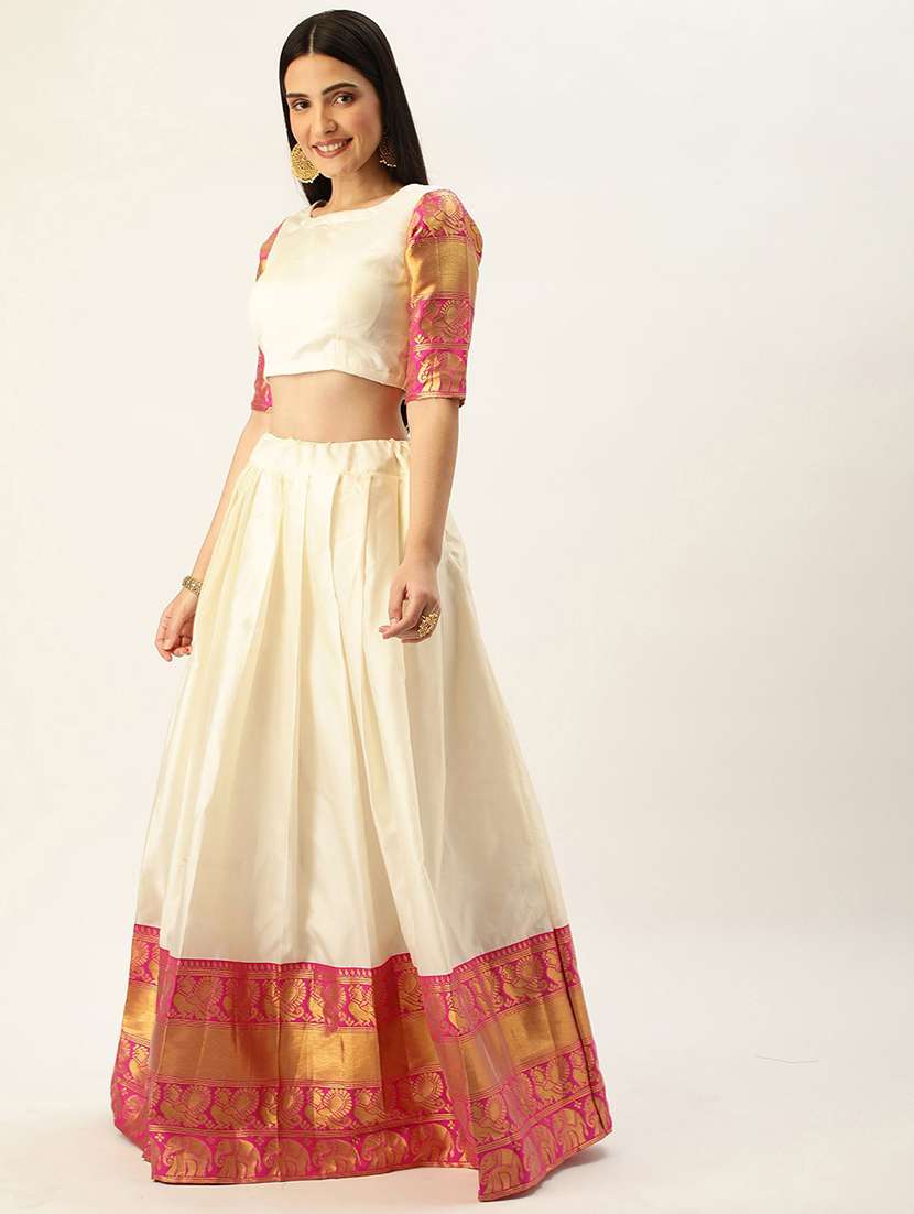 women self design flared stitched lehenga chol - 22240917 -  Standard Image - 2