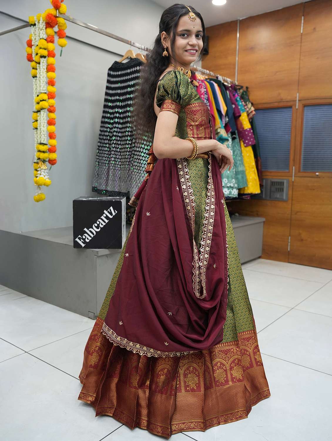 women self design south indian style unstitched lehenga choli - 22240925 -  Standard Image - 2