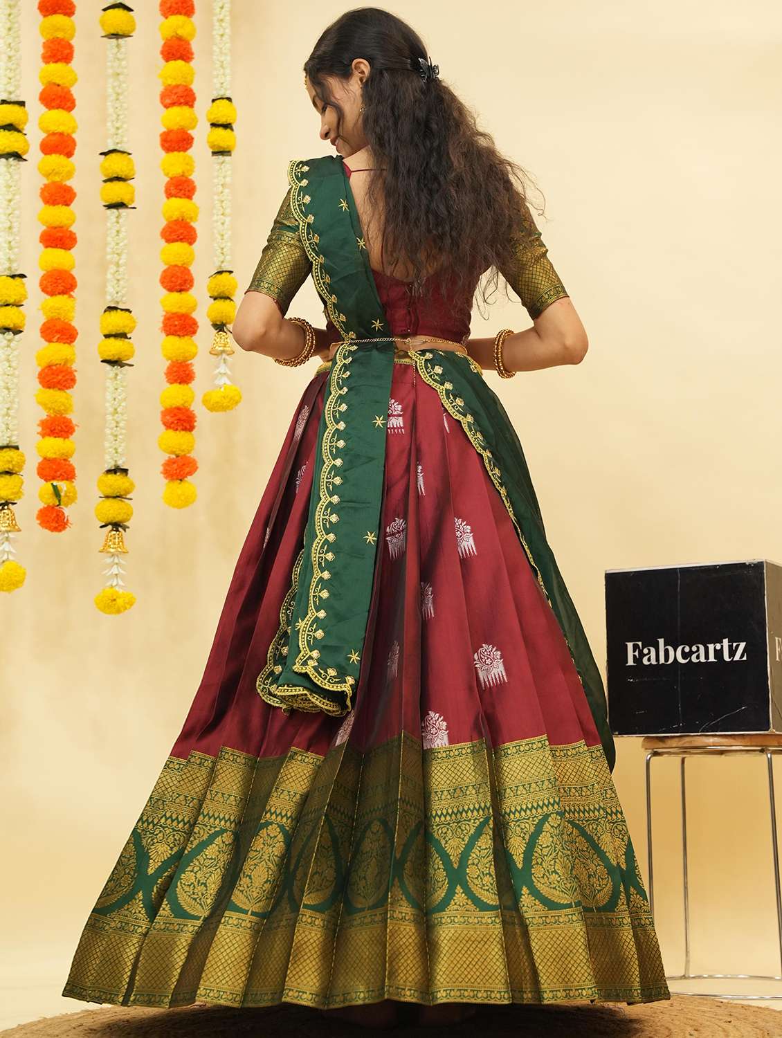 women self design south indian style unstitched lehenga choli - 22240928 -  Standard Image - 2