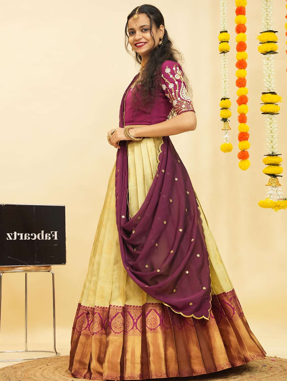 women self design south indian style unstitched lehenga choli - 22240946 -  Standard Image - 2