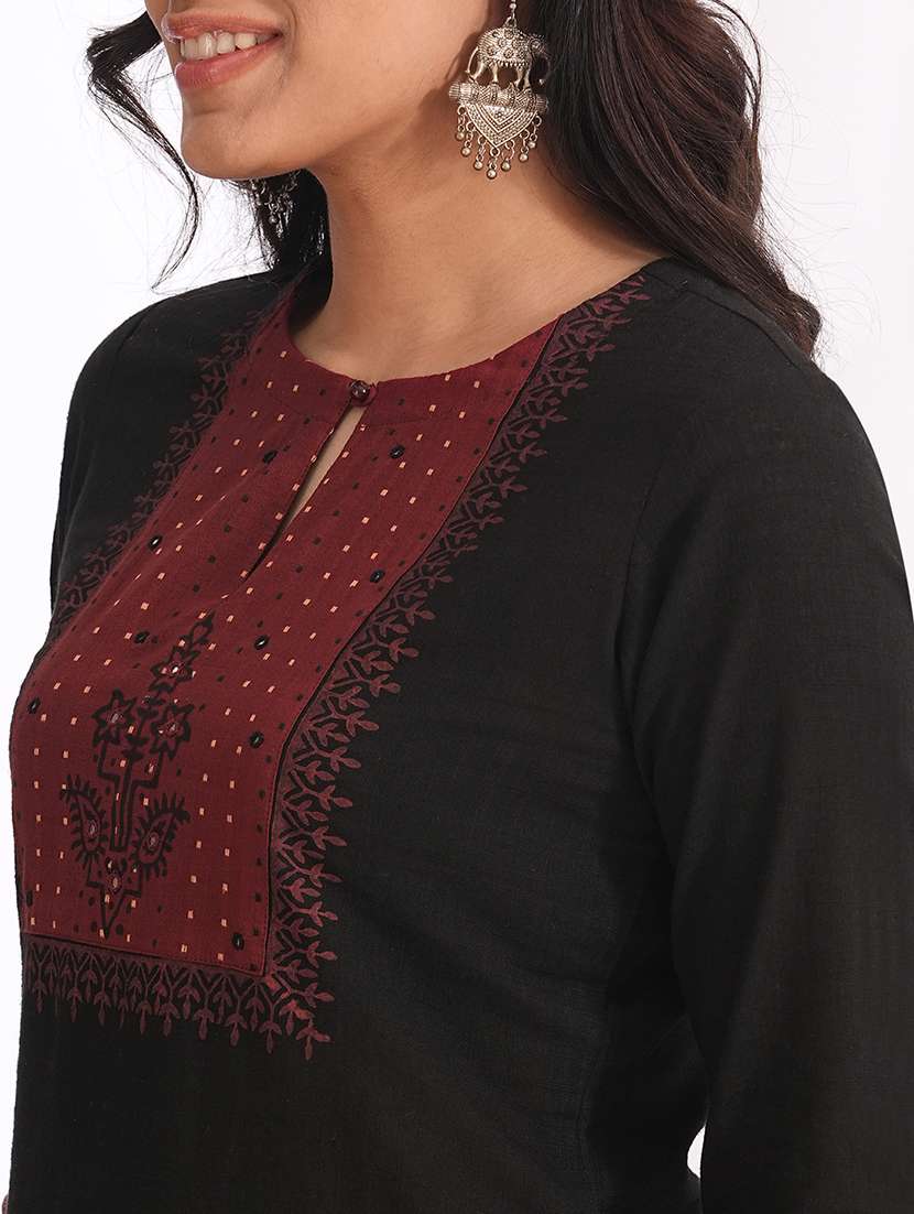 women placement print three quarter sleeve kurta pant set - 22240950 -  Standard Image - 7