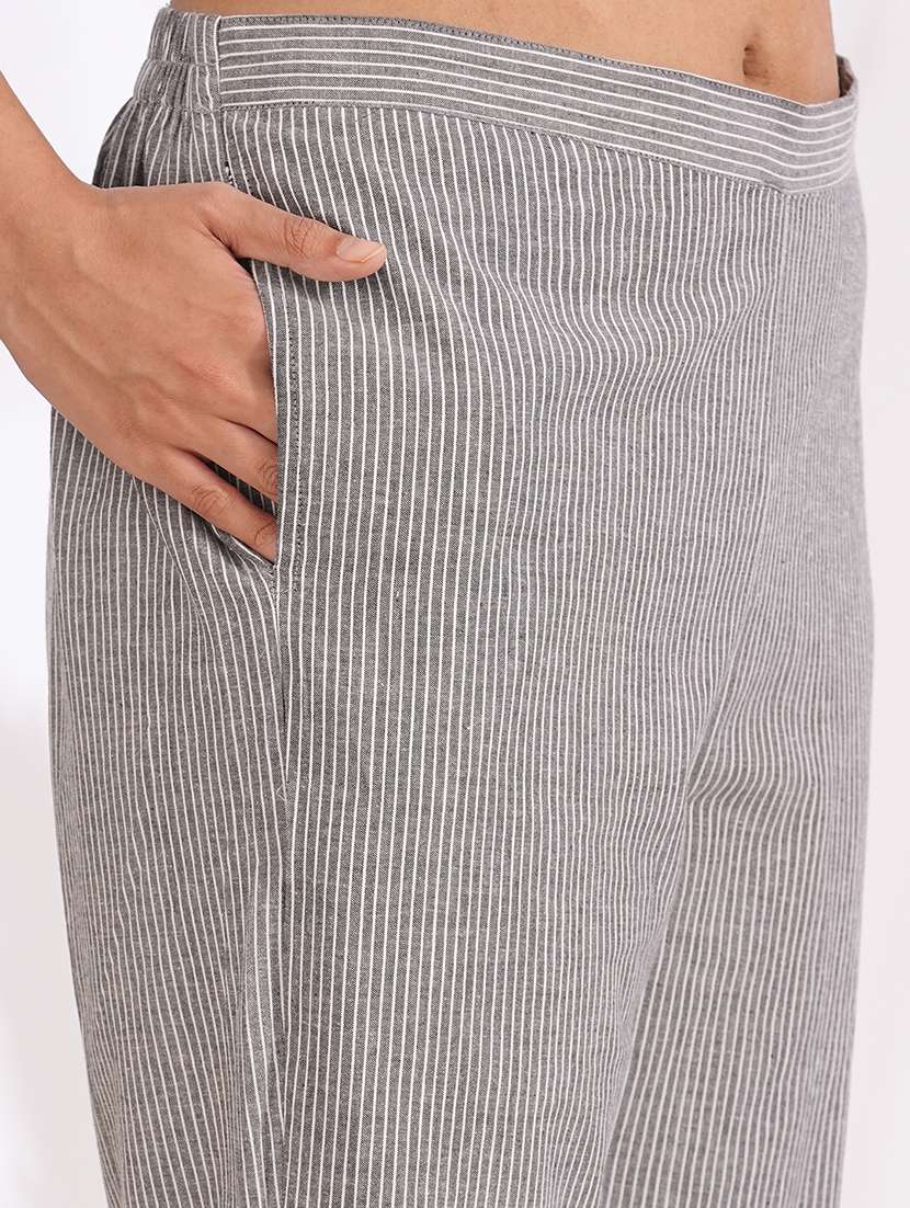 women solid with work three quarter sleeve kurta pant with dupatta set - 22240952 -  Standard Image - 7