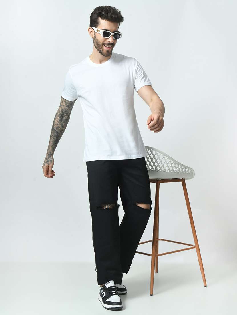 men slash knee mid rise relaxed fit jeans - 22240973 -  Standard Image - 2