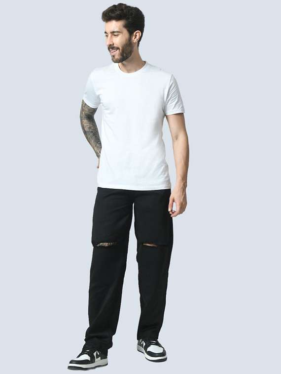 men slash knee mid rise relaxed fit jeans - 22240995 -  Standard Image - 2