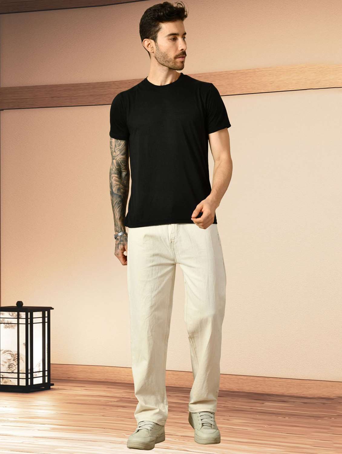 men plain mid rise relaxed fit jeans - 22241030 -  Standard Image - 2