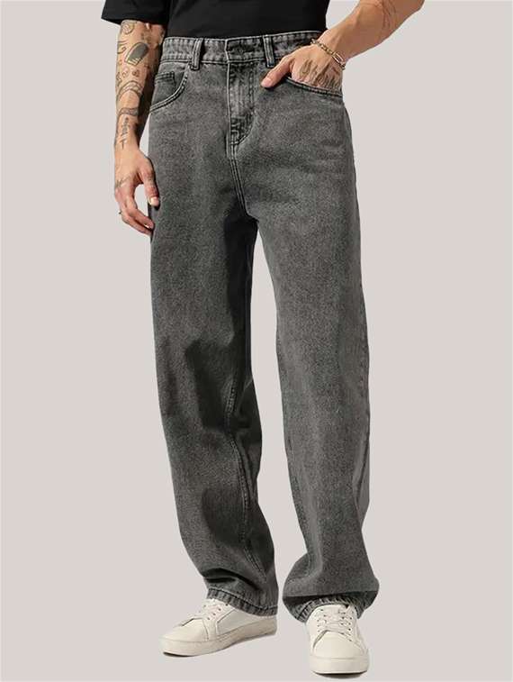 men plain mid rise baggy jeans