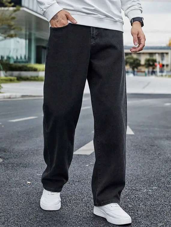 men plain mid rise relaxed fit jeans - 22241069 -  Standard Image - 2