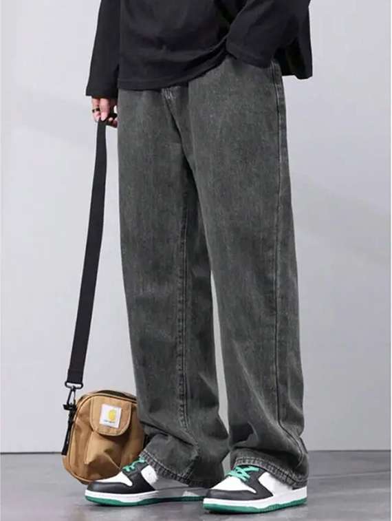 men plain mid rise baggy jeans - 22241071 -  Standard Image - 2