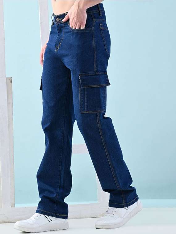 Men Solid Mid Rise Regular Fit Cargo - 22241073 -  Standard Image - 2