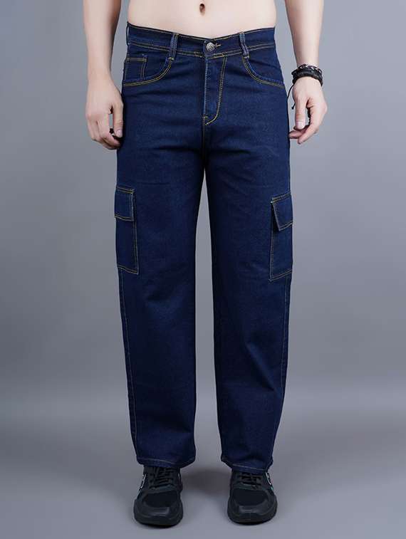 men solid mid rise regular fit cargo