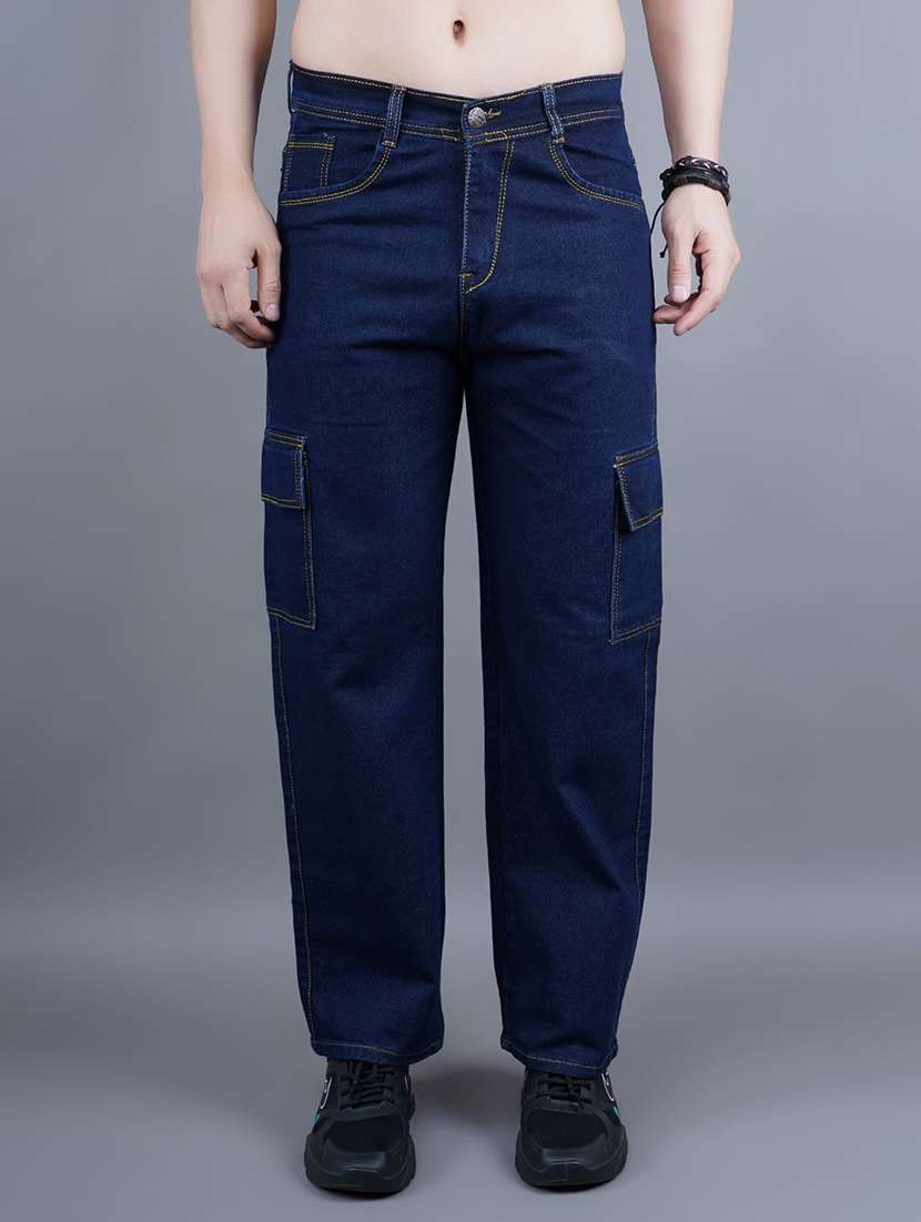 men solid mid rise regular fit cargo