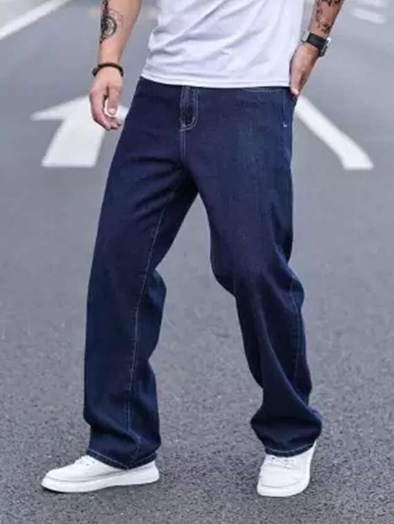 men plain mid rise relaxed fit jeans