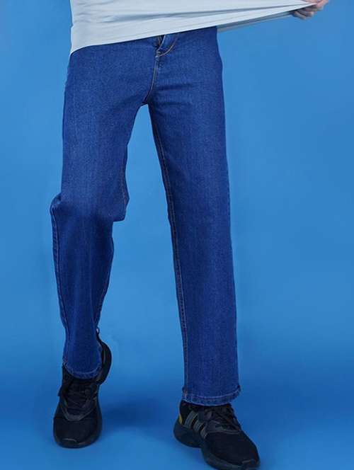 men plain mid rise straight fit jeans - 22241094 -  Standard Image - 0