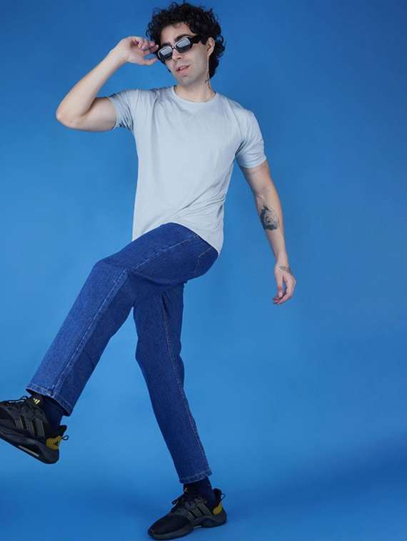 men plain mid rise straight fit jeans - 22241094 -  Standard Image - 2