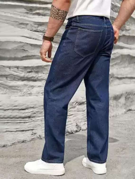 men plain mid rise straight fit jeans - 22241098 -  Standard Image - 2