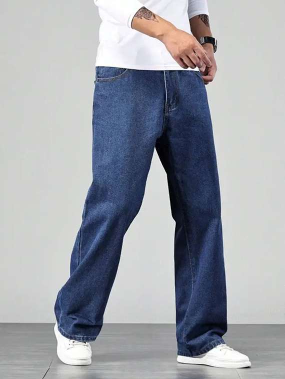 men plain mid rise relaxed fit jeans - 22241105 -  Standard Image - 2
