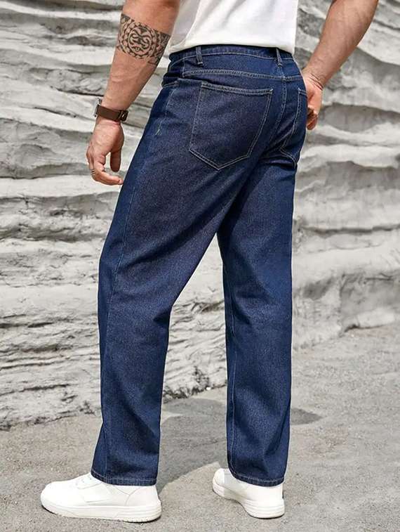 men plain mid rise straight fit jeans - 22241107 -  Standard Image - 2