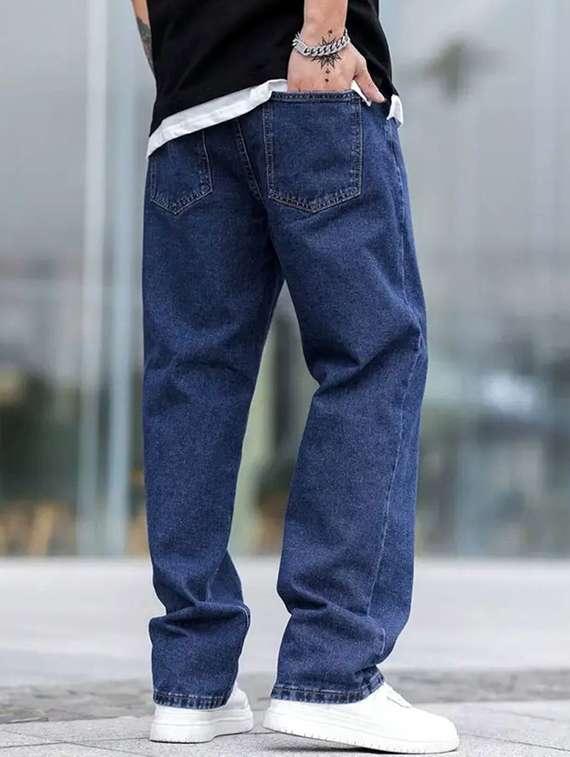 men plain mid rise baggy jeans - 22241108 -  Standard Image - 2