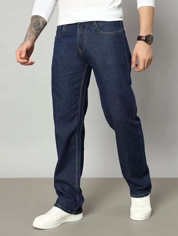 men plain mid rise relaxed fit jeans - 22241110 -  Standard Image - 2