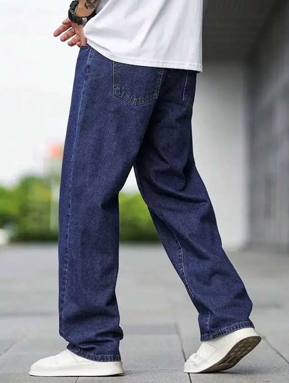 men plain mid rise baggy jeans - 22241112 -  Standard Image - 2