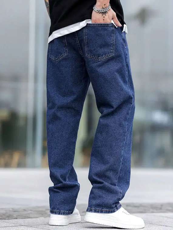 men plain mid rise relaxed fit jeans - 22241116 -  Standard Image - 2